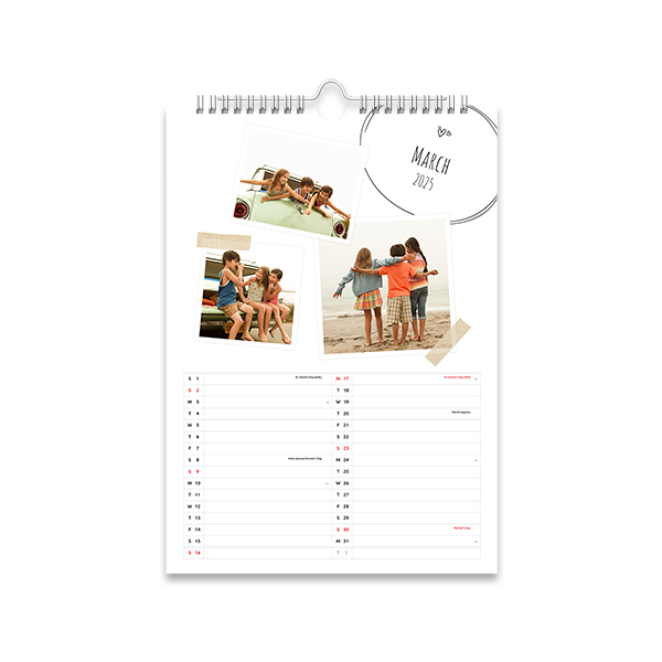 Vægkalender A4 Stående