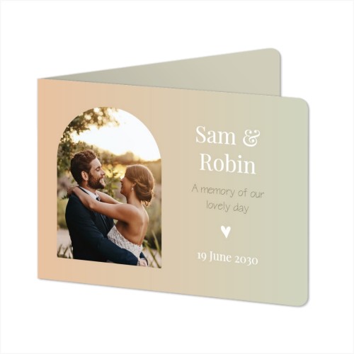 Gevouwen wenskaart liggend met ronde hoeken 14,3 x 10 cm