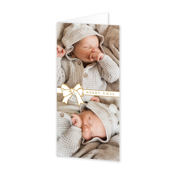 Gevouwen wenskaart pano staand 9,3 x 19,6 cm