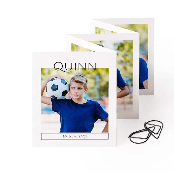 Fold out photo card Portrait Black paperclip - set of 12 (7,1 x 8,8 cm)