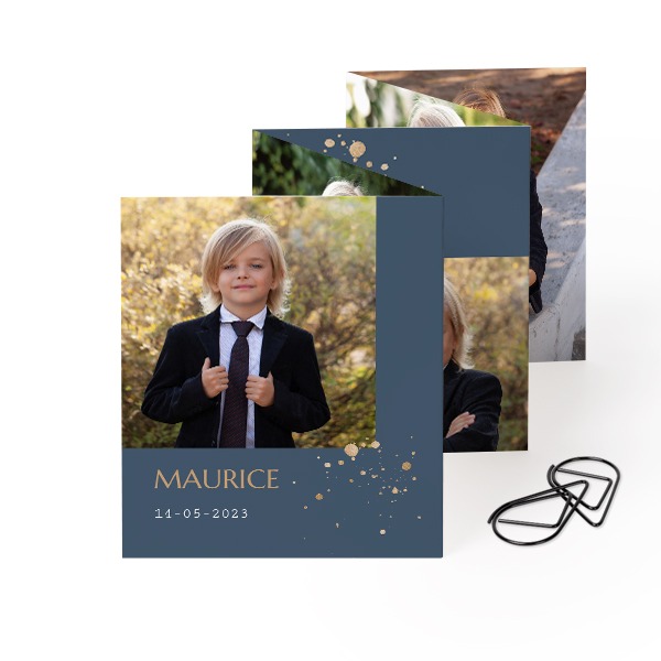 Fold out photo card Portrait Black paperclip - set of 12 (7,1 x 8,8 cm)