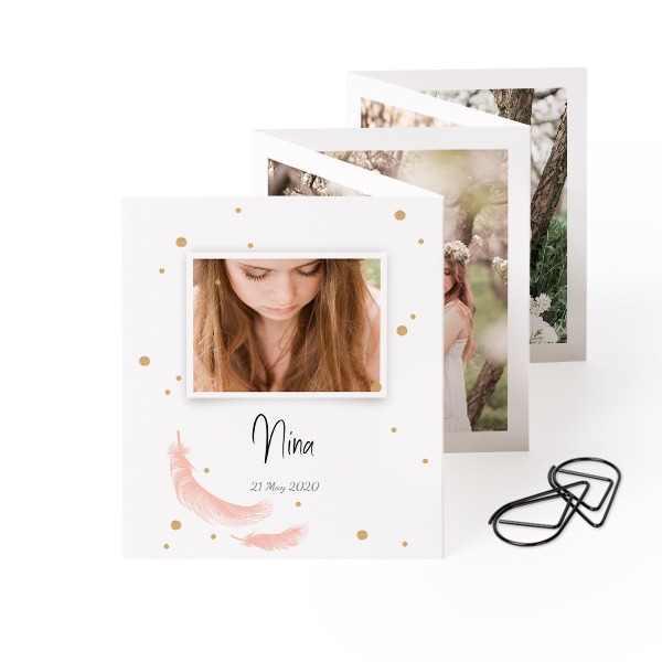 Fold out photo card Portrait Black paperclip - set of 12 (7,1 x 8,8 cm)