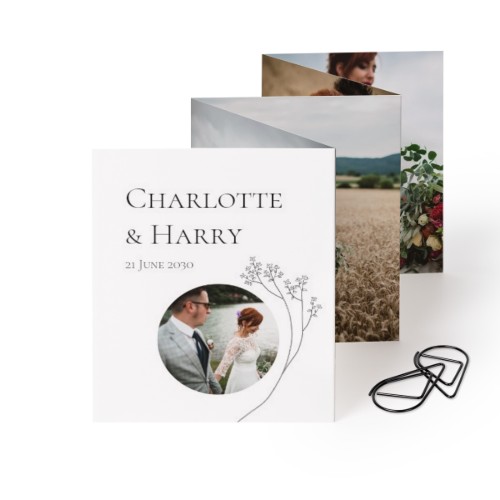 Fold out photo card Portrait Black paperclip - set of 12 (7,1 x 8,8 cm)