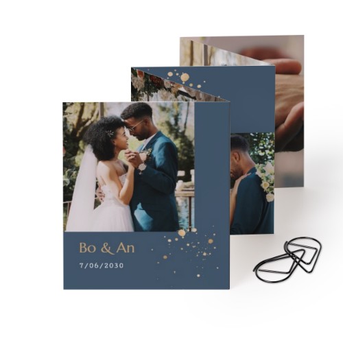 Fold out photo card Portrait Black paperclip - set of 12 (7,1 x 8,8 cm)