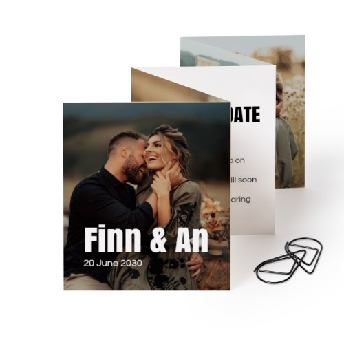 Fold out photo card Portrait Black paperclip - set of 12 (7,1 x 8,8 cm)