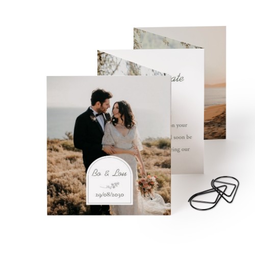 Fold out photo card Portrait Black paperclip - set of 12 (7,1 x 8,8 cm)