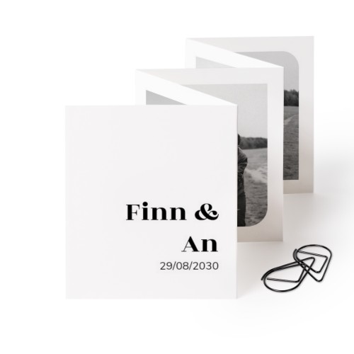 Fold out photo card Portrait Black paperclip - set of 12 (7,1 x 8,8 cm)