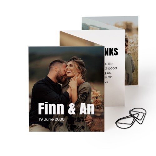 Fold out photo card Portrait Black paperclip - set of 12 (7,1 x 8,8 cm)