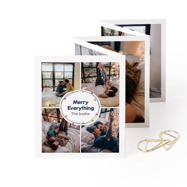 Fold out photo card Portrait Gold paperclip - set of 12 (7,1 x 8,8 cm)