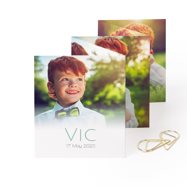 Fold out photo card Portrait Gold paperclip - set of 12 (7,1 x 8,8 cm)
