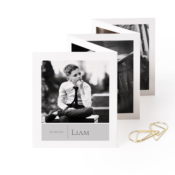 Fold out photo card Portrait Gold paperclip - set of 12 (7,1 x 8,8 cm)