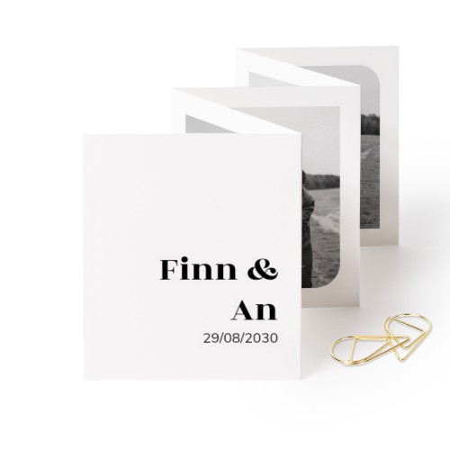 Fold out photo card Portrait Gold paperclip - set of 12 (7,1 x 8,8 cm)