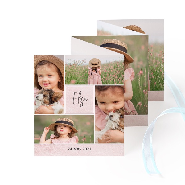 Carte portfolio Portrait (lot de 12) ruban Bleu (7,1 x 8,8 cm)