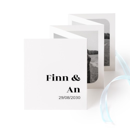 Fold out photo card Portrait blue ribbon  - set of 12 (7,1 x 8,8 cm)