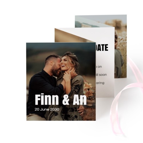 Fold out photo card Portrait pink ribbon - set of 12 (7,1 x 8,8 cm)