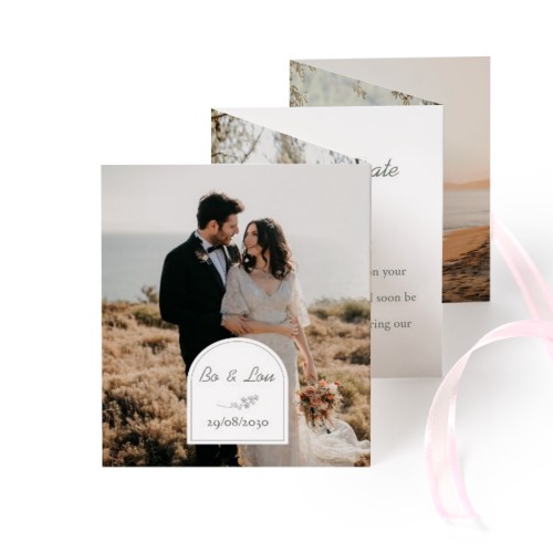 Fold out photo card Portrait pink ribbon - set of 12 (7,1 x 8,8 cm)
