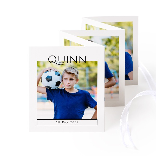 Fold out photo card Portrait white ribbon - set of 12 (7,1 x 8,8 cm)