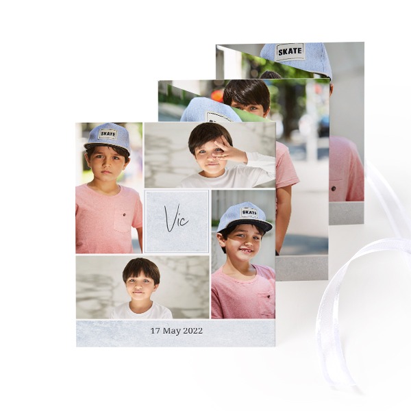Carte portfolio Portrait (lot de 12) ruban blanc (7,1 x 8,8 cm)