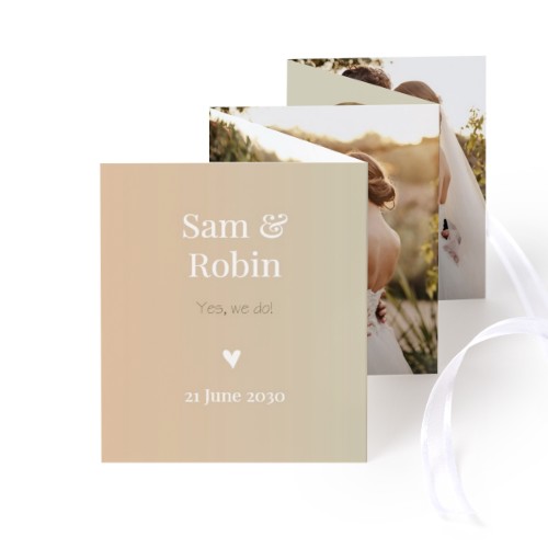 Fold out photo card Portrait white ribbon - set of 12 (7,1 x 8,8 cm)