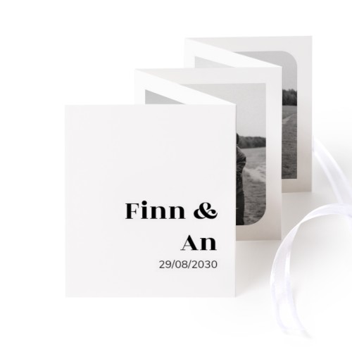 Fold out photo card Portrait white ribbon - set of 12 (7,1 x 8,8 cm)