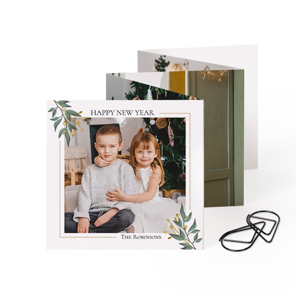 Fotokort 10 sider Firkant med Svart klips - 12 stk (8 x 8 cm)