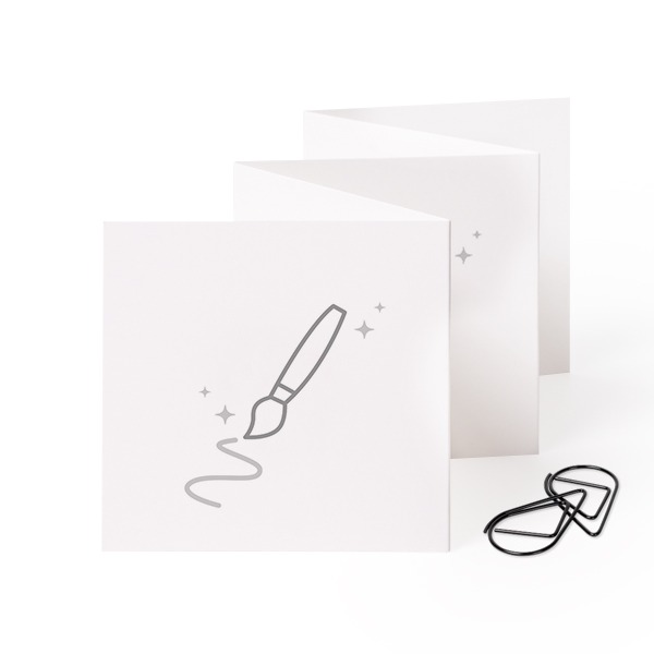 Carte portfolio carrée - trombone noir (lot de 12) (8 x 8 cm)