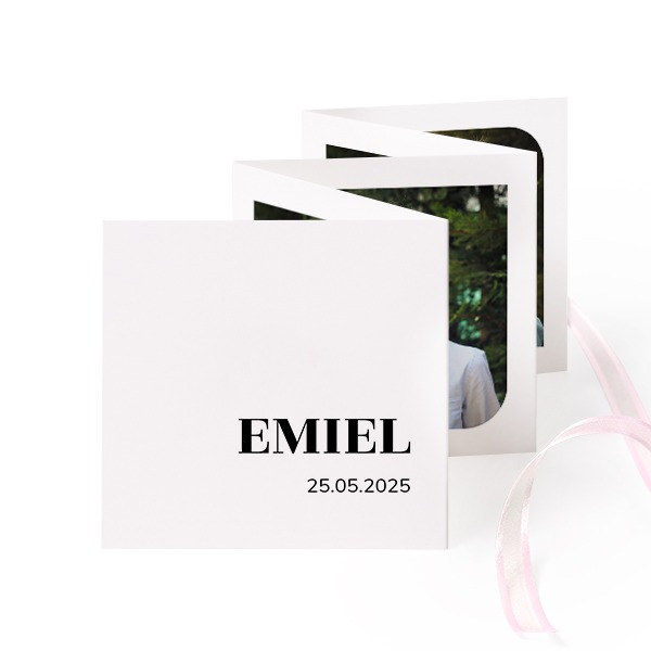 Fold out photo card Square Pink ribbon - set of 12 (8 x 8 cm)