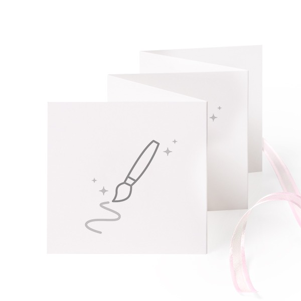 Carte portfolio Carré (lot de 12) ruban rose (8 x 8 cm)