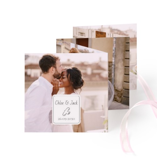 Fold out photo card Square Pink ribbon - set of 12 (8 x 8 cm)