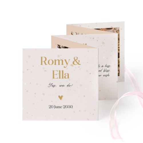 Fold out photo card Square Pink ribbon - set of 12 (8 x 8 cm)