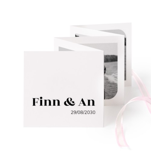 Fold out photo card Square Pink ribbon - set of 12 (8 x 8 cm)