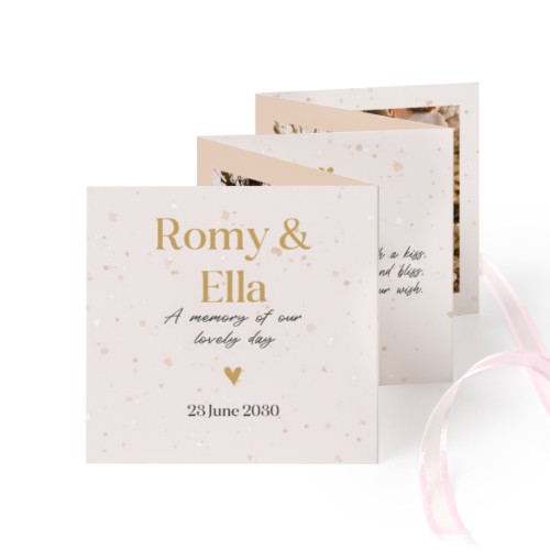 Carte portfolio Carré (lot de 12) ruban rose (8 x 8 cm)