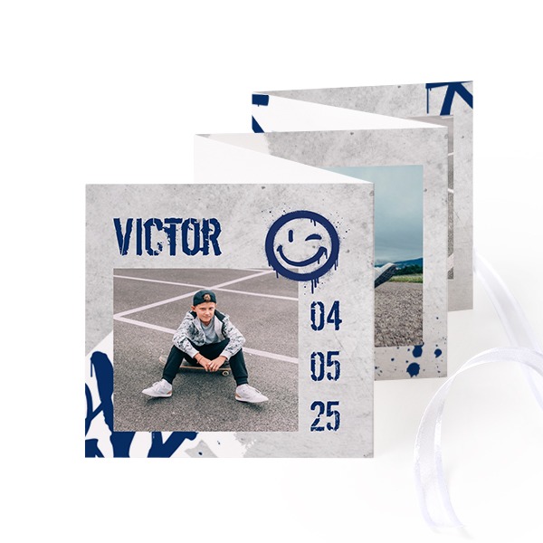 Fotokort 10 sider Kvadrat Hvidt bånd - 12 stk (8 x 8 cm)
