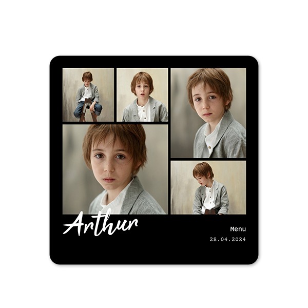 Faire-part 1 volet Carré coins arrondis 14,3 x 14,3 cm