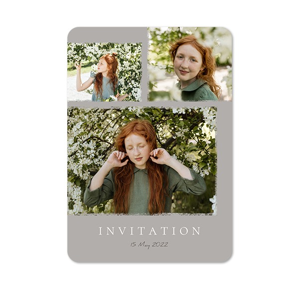 Faire-part 1 volet portrait coins arrondis 10 x 14,3 cm
