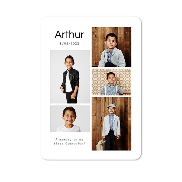 Faire-part 1 volet portrait coins arrondis 10 x 14,3 cm