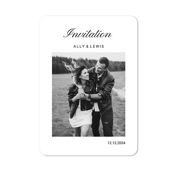 Faire-part 1 volet portrait coins arrondis 10 x 14,3 cm