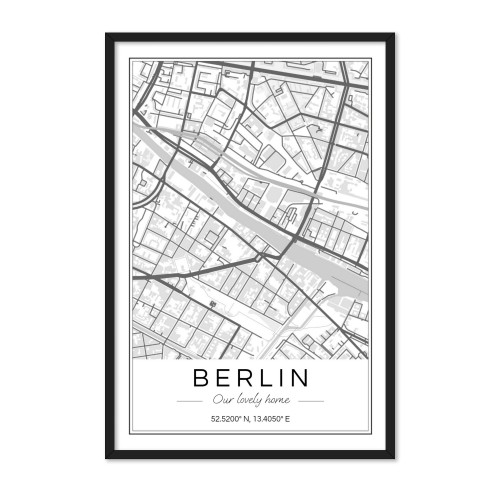 Map Poster black frame 30 x 45 Map Poster black frame 30 x 45