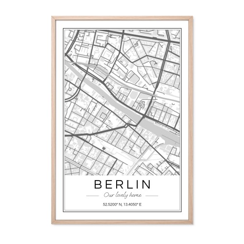 Map Poster brown frame 30 x 45 Map Poster brown frame 30 x 45