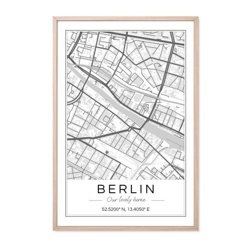 Map Poster brown frame 40 x 60 Map Poster brown frame 40 x 60