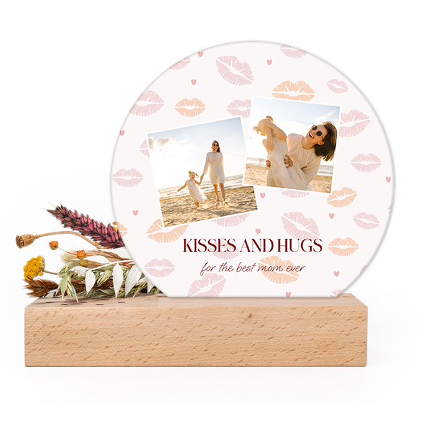 Forex luxe rond sur support en bois & fleurs séchées