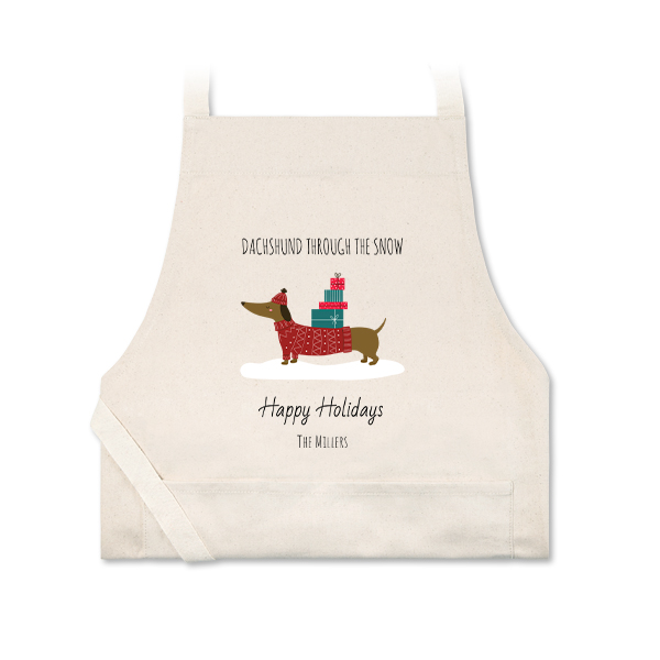 Personalised beige apron with photo and text