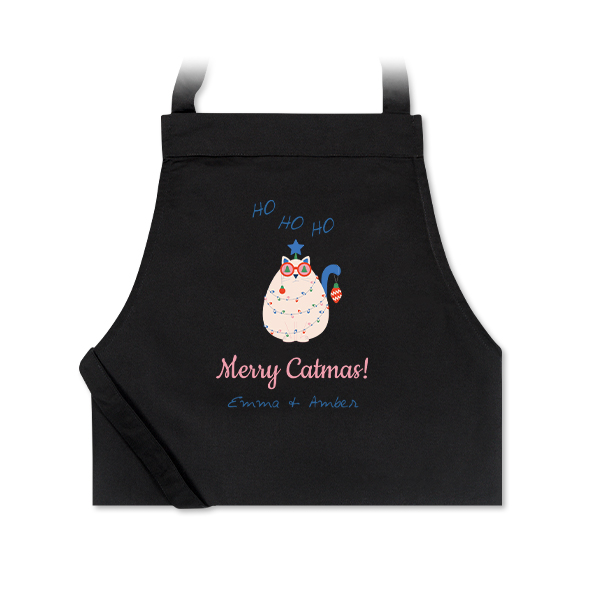 Personalised black apron with photo and text