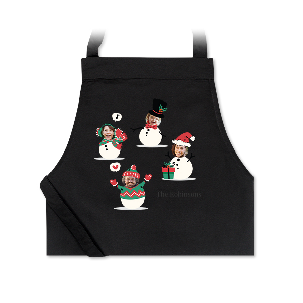 Personalised black apron with photo and text