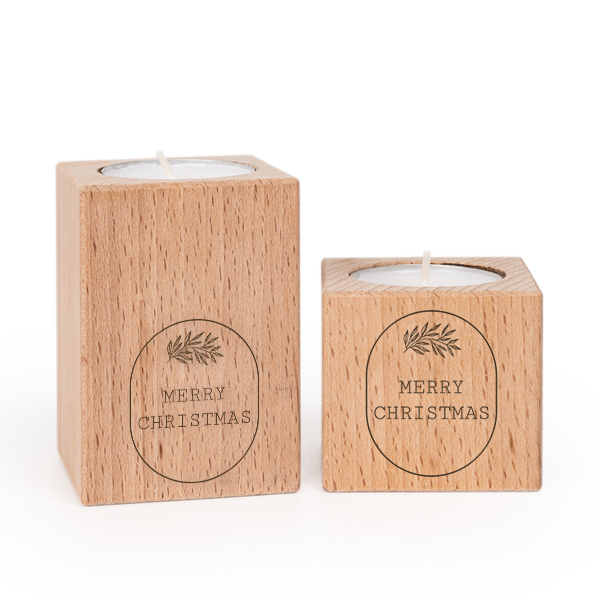 Wooden Tealight Candle Holders - set of 2