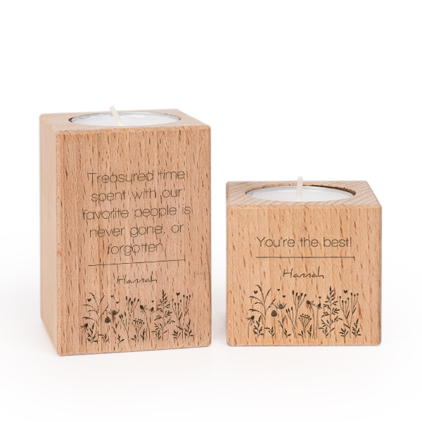 Wooden Tealight Candle Holders - set of 2