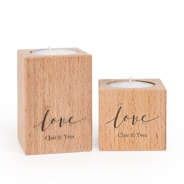 Wooden Tealight Candle Holders - set of 2