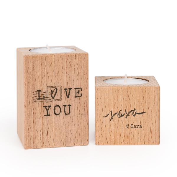 Wooden Tealight Candle Holders - set of 2