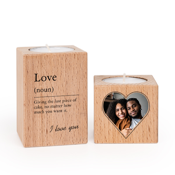 Wooden Tealight Candle Holders with Full Colour Print - set of 2