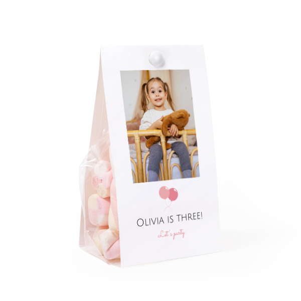 Candy bag with photo-wrapping and split pin - set of 12